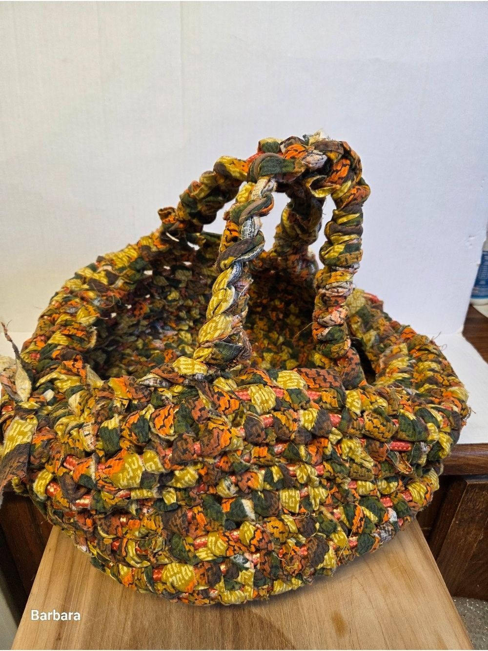 Vintage Hand-made/Upcycled Rag Crochet Basket